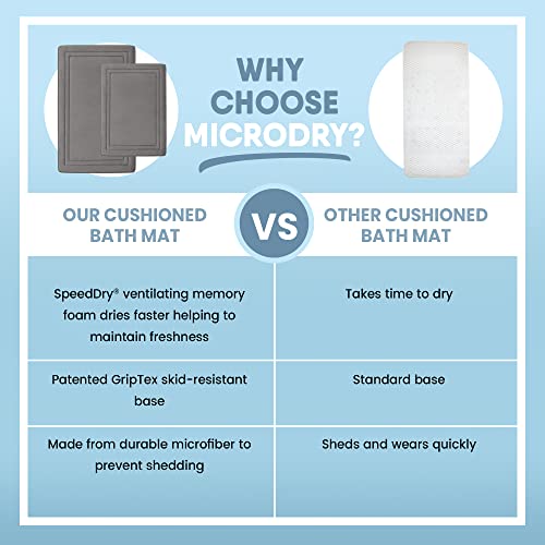 MICRODRY Quick Drying Memory Foam Framed Bath Mat with GripTex Skid-Resistant Base, 17x24, Dark Grey - color: Dark Grey, size: 17" x 24"