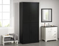 Palace Imports Solid Wood Tall Bathroom Pantry Cabinet with 4 Shaker Doors & Adjustable Shelves, Black - 100% Eco-Friendly, Renewable, Space-Saving Storage, 71.5" H x 32" W, Made in Brazil - color: Black