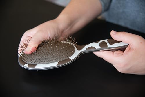 FRAMAR Cow Print Hair Brush Detangler, Detangling Hairbrush For Women, Wet Hair Brush For Girls, Wet Hairbrushes, Girls Hairbrush Detangler, Reduces Frizz - Cow Print - color: Yeehaw