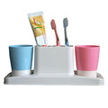 Eslite Bathroom Toothbrush Toothpaste Stand Organizer Plastic Storage Rack Set - color: Blue+pink