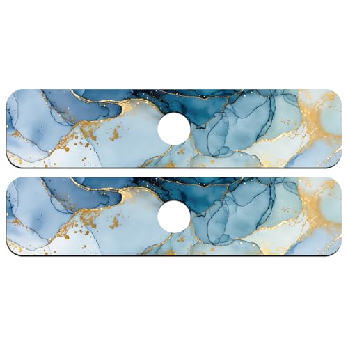 2 Pcs Kitchen Sink Splash Guard Faucet Mat Marble Texture Faucet Mat for Sinks Absorbing Drying Mats for Kitchen Bathroom, 23.6x5.5inch - color: Marble Texture Pattern