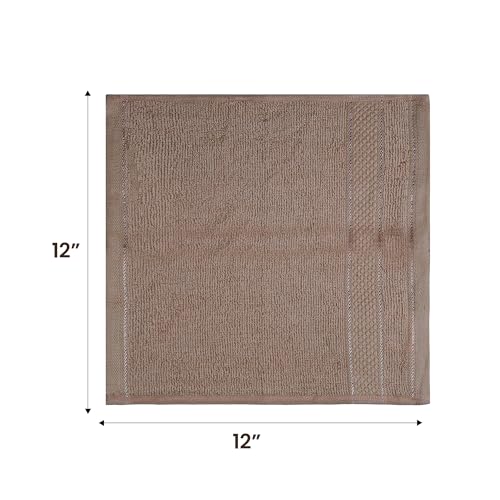 Casa Lino Face Towels & Body Wash Cloths for Showering - 100% Cotton Wash Cloths for Bathroom - Highly Absorbent & Quick Drying Washcloth Set - Cotton Washcloths 24 Pack (12" x 12") - (Brown) - color: Coffee