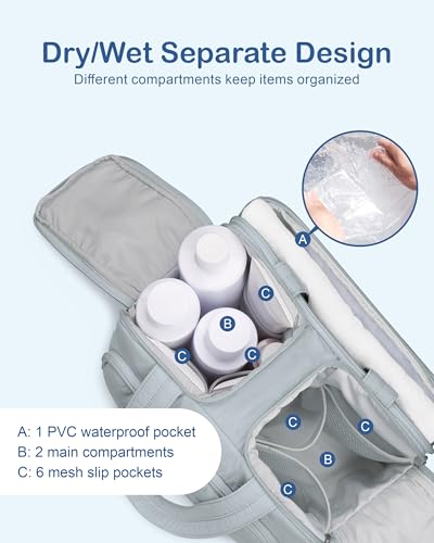 TOPDesign Travel Toiletry Bag for Women, Puffer Large Toiletry Bag, Lightweight Cosmetic Makeup Organizer with Handle for Traveling, Accessories, Essentials, Toiletries (Light Grey) - color: Light Grey