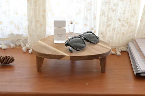Acacia Wood Corner Pedestal Stand Triangle Decorative Farmhouse Wood Riser for Display Wooden Stand Soap Tray Candle Plant Holder Kitchen Bathroom Coffee Bar Counter Organizer