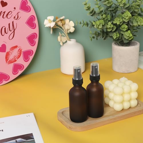 NOOEEISS Green Glass Small Spray Bottles 2 oz 48 Packs,Fine Mist Sprayer Pretty Finish,Refillable Containers mini spray bottles for Cleaning Solutions and Skin Care (Amber Frosted 48Pack) - color: Amber Frosted, size: 48Pack