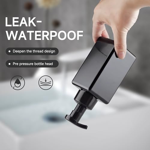 15OZ Foaming Soap Dispenser, 2-Pack Plastic Hand Soap Dispenser, Refillable Leakproof Foam Pump Bottle with Waterproof Labels, for Shampoo, Body Wash - color: Black, size: 450ML