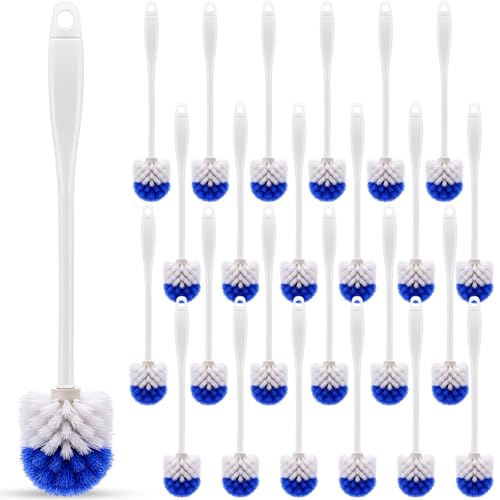 Reallnaive 24 Pcs 18 Inch Toilet Brush Toilet Bowl Cleaner Brush Bathroom Long Plastic Handled Cleaning Scrubber with Hook Hole for Household Bathroom Cleaning Supplies(Flat Handle) - style: Flat Handle