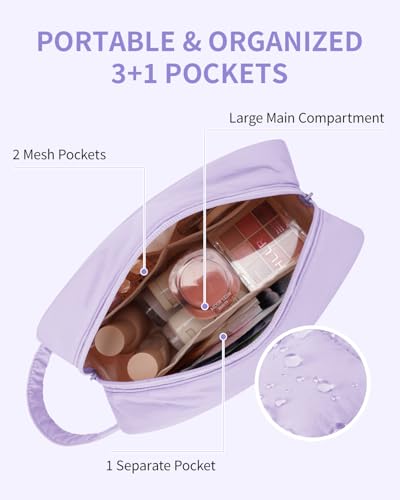 Narwey Quilted Makeup Bag Puffy Make up Bag Cosmetic Bag Organizer, Puffer Travel Toiletry Bag for Traveling Women Girl, Travel Bag for Toiletries, Skincare Medicine Bags (Purple) - color: Y-Purple