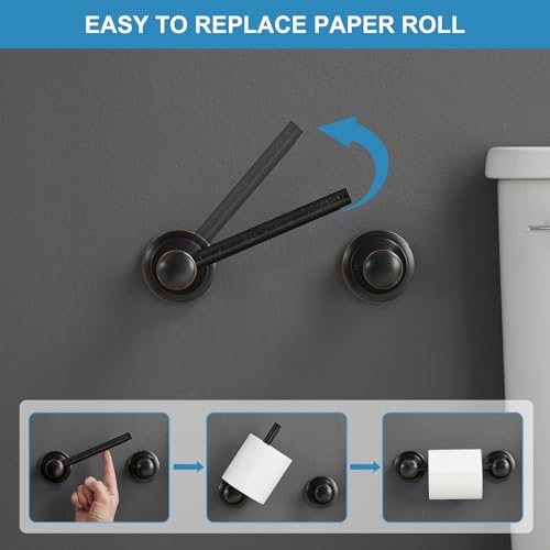 RUMOSE Toilet Paper Holder and Hand Towel Ring Oil Rubbed Bronze Wall Mount Bathroom Hardware Accessories 2 PCS Set Flexible Pivoting Toilet Tissue Roll Holder and Towel Hanger, Stainless Steel - color: Oil Rubbed Bronze
