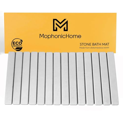 MophonicHome Extra Long Foldable Stone Bath Mat 32 x 15 - Diatomaceous Earth Shower Mat, Non-Slip Quick-Dry Stone Bath Mats for Bathroom, Super Absorbent, Compact Design, Easy to Clean, Light Grey - color: Extra Long Light Gray
