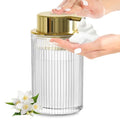 KASUNTING Foaming Soap Dispenser, 11 Fl Oz Clear Glass Foam Hand Soap Dispenser for Bathroom & Kitchen, Refillable Foaming Bottle with Gold Pump, Modern Ribbed Dish Soap Foam Dispenser - color: Clear Bottle+ Gold Pump, size: Foam-1 Pack