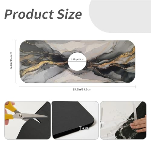 Faucet Fast Absorbent Pad - Black Gold Marble , Suitable For Kitchen, Bathroom, Island And Other Scenes - color: Black Gold Marble