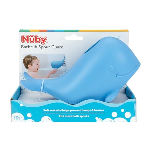 Nuby Bathtub Safety Spout Guard - Compatible with Most Standard Faucets - Bath Toys - Whale - style: Whale
