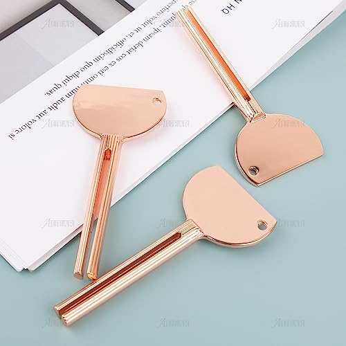 AUEAR, 4 Pack Rose Gold Stainless Steel Toothpaste Tube Squeezers Keys Roller Presser Wringer for Home Hair Dye - color: Rose Gold