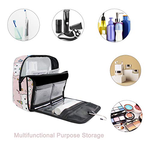 senya Hanging Travel Toiletry Bag Kit Makeup Case Cosmetics Organizer for Men Women - color: unicorn cat