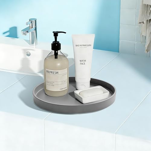 1 Pack 9" Bathroom and Vanity Tray, ABS Bathroom Counter Organizer, Coffee Table Decor for Perfume, Candles, Keys &More. Kitchen Countertop Organizer, Decorative Tray Soap Holder, Grey - color: Gray, size: 9"