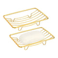 Snailhouse Soap Dishes, 2 Pack Self Draining Rustproof Stainless Steel Shower Bar Soap Dish Holder Tray Caddy Rack for Bathroom & Kitchen, Gold