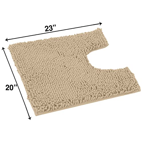 LuxUrux Birch Bath Mat - U-Shaped Contoured Rug for Around Toilet, Super Absorbent Shaggy Bath Rug. Easy Machine Wash & Dry (20" x 23", Birch) - color: Birch, size: 23'' x 20'' U