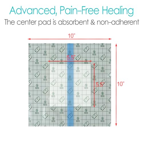 Waterproof Shower Protector Large Cover Shields for PICC Central Line Peritoneal Dialysis Chest Port Feeding Tube PD Catheter Accessories Bandages with Non-Stick Center Pad 10"x10"(Pack of 25) - size: 10 x 10" with Island Dressing (Pack of 25)