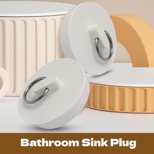 Luomorgo 2 Pack Rubber Drain Stopper, 1-3/4 to 1-7/8 Inch, White | Leak-Proof, Fits Bathtub & Kitchen Sink, Heavy Duty Seal, with Hanging Ring - size: Fits 1-3/4 Inch to 1-7/8 Inch