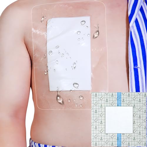 Waterproof Shower Protector Large Cover Shields for PICC Central Line Peritoneal Dialysis Chest Port Feeding Tube PD Catheter Accessories Bandages with Non-Stick Center Pad 12"x12"(Pack of 7) - size: 12 x 12" with Island Dressing (Pack of 7)
