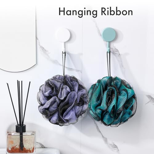 AmazerBath Charcoal Loofah Sponge, Shower Loofah 60g/PCS - Body Scrubber Loofa Set of 4 - Charcoal Blue, Green, Purple & Red, Bath Sponge for Men and Women - style: Charcoal Blue, Green, Purple & Red (60g)