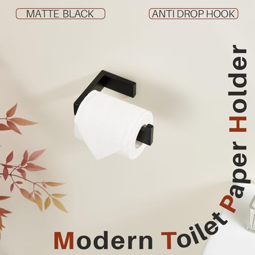 KOKOSIRI Black Toilet Paper Holder for Bathroom Tissue Paper Dispenser Toilet Roll Holder Hold Mega Rolls Wall Mounted Stainless Steel B2009BK - color: Matte Black