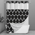 Yiatn No Hook Black Shower Curtain with Snap in Fabric Liner Set - Hotel Style with See Through Mesh Top Window - 71x74 INCH - color: A. Black, size: 71"W x 74"L (Pack of 1)
