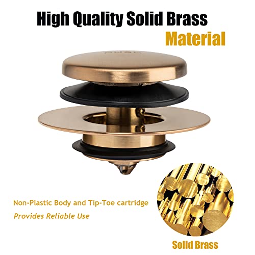 Champagne Bronze Universal Tub Drain Tip Toe Tub Conversion Kit Assembly, Artiwell EZ Installation Bathtub Drain Replacement Trim Kit with 1-Hole Overflow Face Plate and Pop-Up Tub Stopper - color: Champagne Bronze