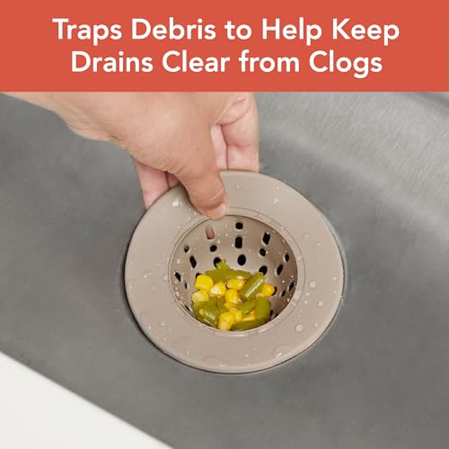 Spectrum Silicone Sink Strainer 2-Pack - Flexible Kitchen Sink Drain Strainer, Fits Standard Sinks, Drain Guard Catch Food Debris for Sink Protection, Easy Removal, Dishwasher Safe, Taupe - color: Taupe, size: 2 Pack