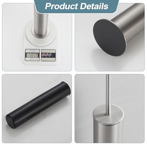 BGL Toilet Brush and Holder Set, Heavy Duty 304 Stainless Steel, Round Base and Long Handle for Bathroom Deep Cleaning, Drip-Proof, Space Saving for Storag, Stainless Steel - color: Stainless Steel