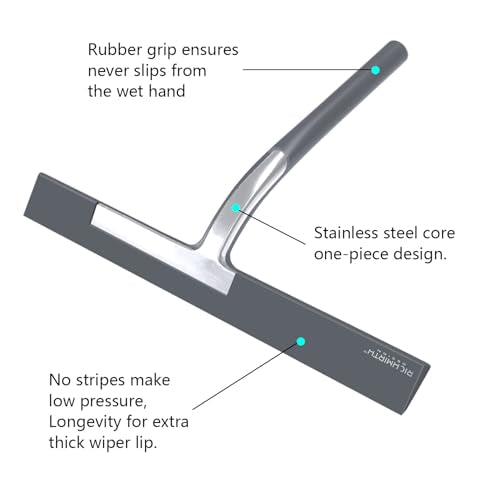 Shower Squeegee for Glass Doors, RICHMIRTH 11" Inch Width Silicone Rubber Blade Squeegee Window Cleaner Tool Squeegee for Shower Glass Doors Bathroom - color: Gray, size: 11 Inches
