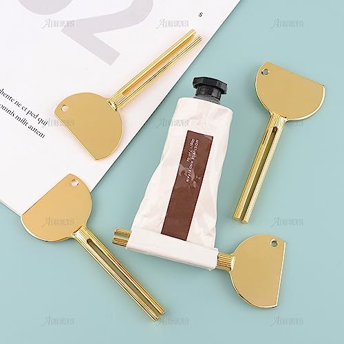 AUEAR, 4 Pack Gold Stainless Steel Toothpaste Tube Squeezers Keys Roller Presser Wringer for Home Hair Dye - color: Gold