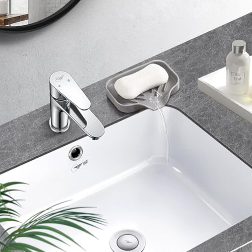 Silicone Sponge Holder with Drain Spout, Soap Dish for Shower Bathroom Kitchen, Easy to Clean, Quick Drying (4.7" x 3.6")