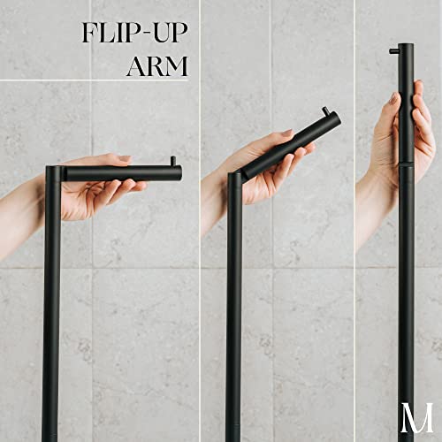 Marmolux Acc - Free Standing Toilet Paper Holder Stand 1pc - Bathroom Storage for 4 Rolls of Toilet Tissue Modern Stainless Steel Matte Black - Toilet Roll Stand - color: Matte Black