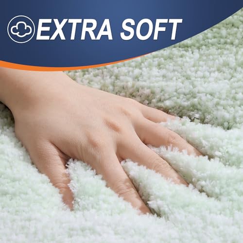 OLANLY Bathroom Rug Set 2 Piece, Soft Absorbent Microfiber Bath Mats and U-Shaped Contour Toilet Rug, Non-Slip, Machine Wash Dry, Plush Shaggy Bath Mats for Bathroom (24"x16"+24"x20", Sage Green) - color: Sage Green, size: 24" X 16" + U24" X 20"