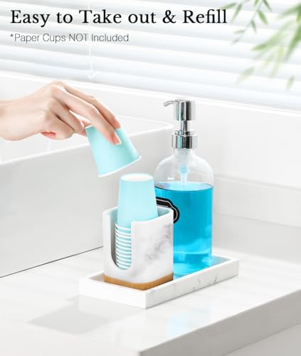 Luxspire Bathroom Cup Dispenser, Dixie Cup Holder 3-5oz, Disposable Paper Cup Holder for Bathroom, Cotton Pad Container, Guest Bathroom Essentials, Gravel White - color: Gravel White, size: 3-5oz