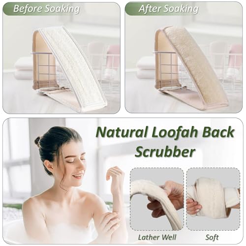 Natural Loofah Exfoliating Body Scrubber for Men and Women, Loofah with Handle, Exfoliating Back Scrubber for Shower Set, Luffa Sponge to Clean & Relax Your Body Deeply (1 Pack) - style: Pack of 1