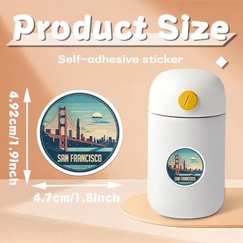 100 Pcs World Travel Stickers Set Cityscape Aesthetic Travel Map Sticker Vinyl Waterproof Stickrs for Water Bottles Suitcase Laptops Journaling Travel - style: City