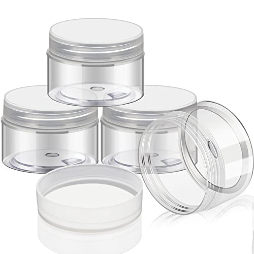 Patelai 4 Pieces Round Wide-mouth Leak Proof Plastic Container Jars with Lids for Travel Storage Makeup Beauty Products Face Creams Oils Salves Ointments DIY Making(2 Ounce,Clear) - color: Clear, size: 2 Ounce