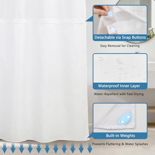 Ocean Theme No Hook Shower Curtain with Snap in Liner, Double-Layer Waterproof Shower Curtains with Mesh Top Window and Weighted Hem, Starfish Coastal Shower Curtain for Bathroom Decor, 71x74 Inches - color: Dreamy Starfish