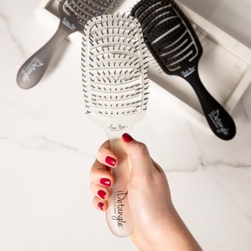 Olivia Garden iDetangle Brush for Wet and Dry Hair - Detangler Brush for Women and Men - Adjusts Tension by Hair Type - For Curly, Wavy or Straight - Flexible Vented Head