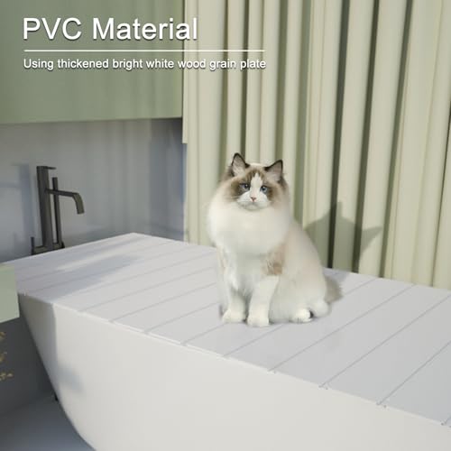 Bathtub Tray, Anti-dust Bathtub Cover, Bath Insulation Cover(59×27×0.24in) | Foldable PVC Shutter Bath Lid Fit Most Tubs, Can Store Wine Glass, Books, Tablets, Cellphones, White - size: 150×70×0.6CM