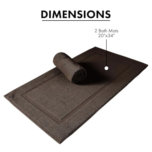 SALBAKOS 100% Turkish Cotton Bath Mat Set 2-Piece - 20x34 inch, Hotel & Spa Collection, Soft, Absorbent, Long Lasting, Durable Bathroom Rugs | Made in Turkey (Chocolate, 2 Bath Mats) - color: Chocolate, size: 2 Bath Mats