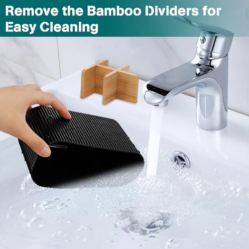 GFWARE Black Toothbrush Holder - Bamboo Toothbrush Holders for Bathrooms Electric Toothbrush Holder Organizer Kids Toothbrush Holders for Bathrooms Countertop - color: Black