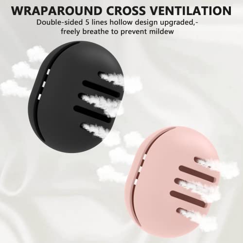 Fauxomor 2 Pcs Makeup Sponge Holder,Double-Sided Breathable Silicone Beauty Make Up Blender Case for Travel or Daily,Shatterproof Make-up Travel Case Quick Drying Easy to Carry,Black+Pink - color: C-Black+Pink, size: 1 Count (Pack of 2)