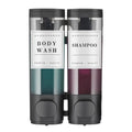 Shampoo and Conditioner Dispenser Shower Dispenser Body Wash Wall Mounted Shampoo Dispenser for Shower Wall No Drill for Bathroom Hotel 2 Chamber x 300ml Black with Waterproof Labels - color: Black 2
