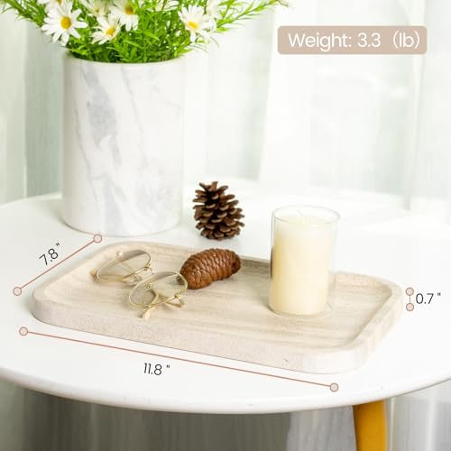 Karibiber Marble Vanity Tray, Bathroom Tray Countertop, Decorative Dresser Organizer, Perfume, Jewelry Holder, Beige Stone Serving for Kitchen Sink Storage(MOCA Cream) - color: Beige Cream