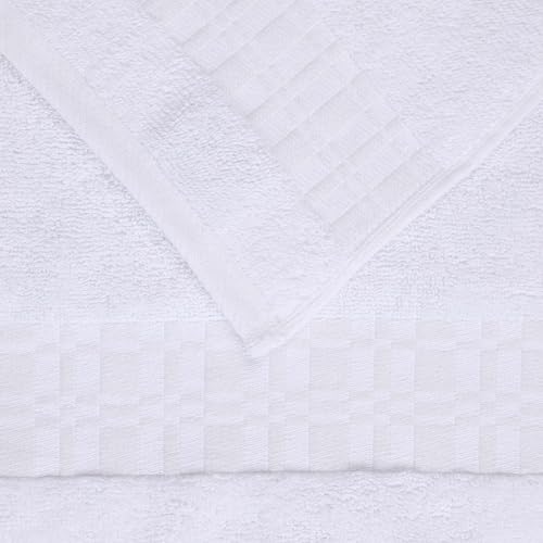 Superior 4-Piece Cotton Bath Towel Set, Geometric Design, Dobby Border, Body Towel for Bathroom, Guest Bath, Spa, Resort, Hotel, Airbnb, Home Essentials, Adult, Kids, Larissa Collection, White-White - color: White-white, size: Bath Towel Set (4-pack)