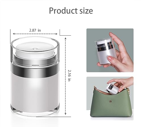Airless Pump Jar, 1 oz Airless Pump Bottles, Travel Lotion Container – Vacuum Dispenser for Cream – Leak-Proof TSA-Friendly Design Keeps Cream Fresh – Multi-Purpose for Lotion, Sunscreen (2 Pack) - color: 1 oz